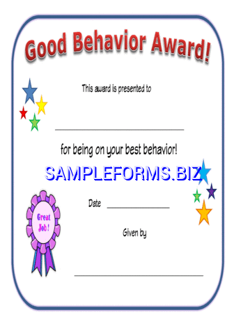 Good Behavior Certificate pdf free